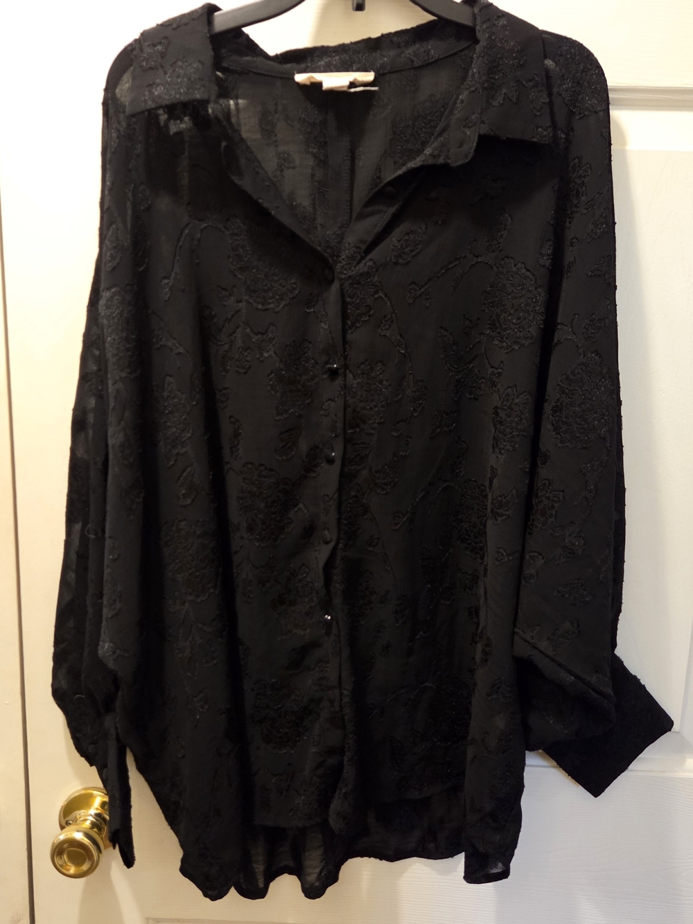 Black Textured Button-Up Shirt
